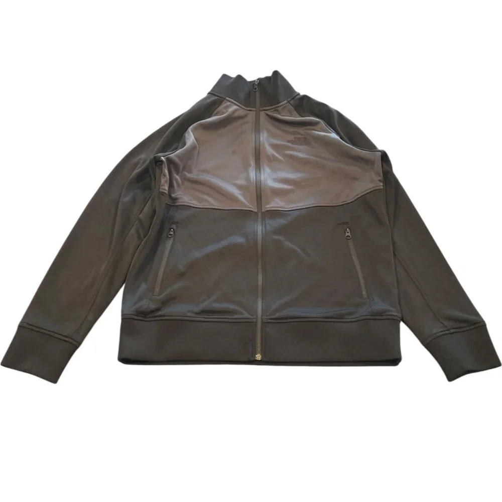 The North Face Men's Sz L Zip Front Jacket Black Gray Colorblock Fleece Lined